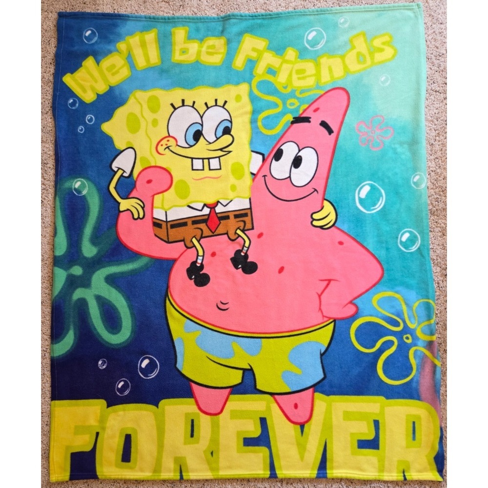 MINT! SpongeBob Squarepants & Patrick Friends Forever Plush Blanket 48"x60"